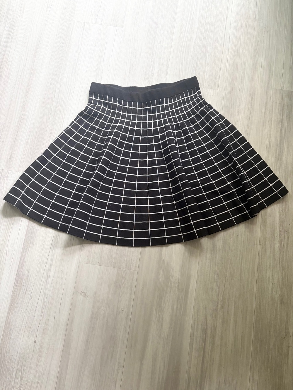 Carmen Marc Valvo Black Grid Skater Skirt